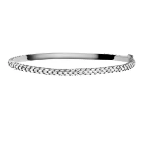 Silver baguette stone pave bangle