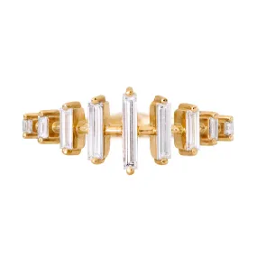 Spaced Needle Baguette Diamond Ring