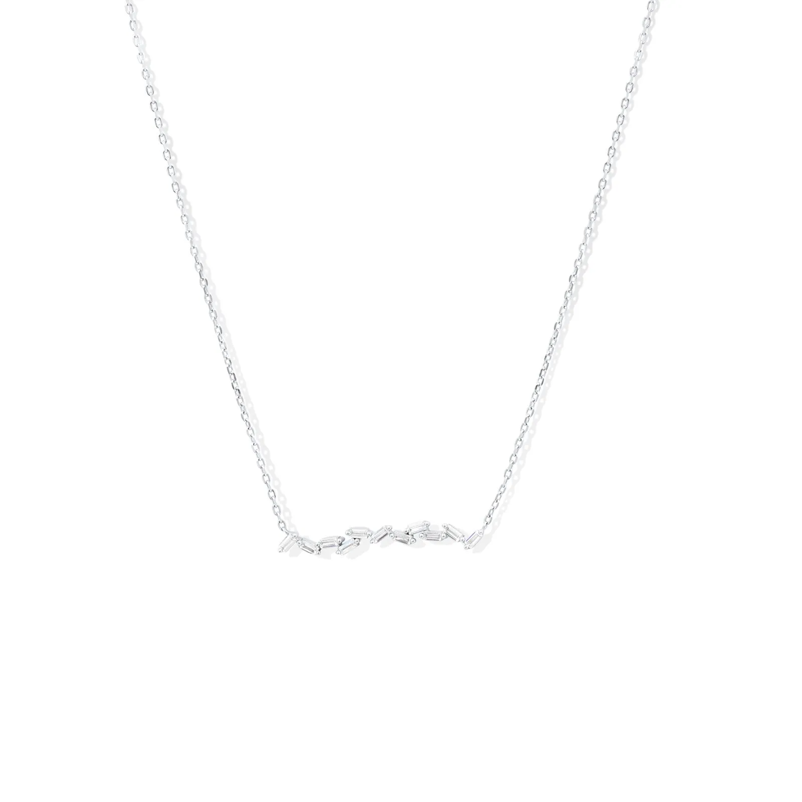 Sterling Silver - Baguette Bar Necklace