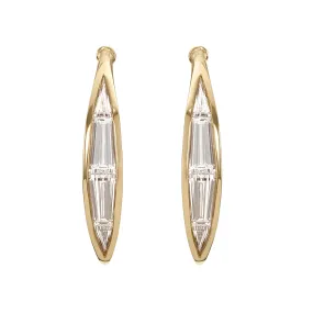 Tapered Baguette Diamond Curved Stud Earrings