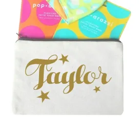 Taylor Personalised Name Canvas Makeup Bag | Pencil Case | Custom Name Pouch