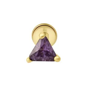 Triangle Cut Amethyst Flat Back Stud