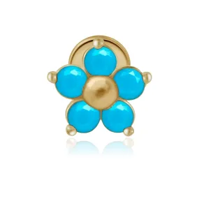 Turquoise Flower Flat Back Stud