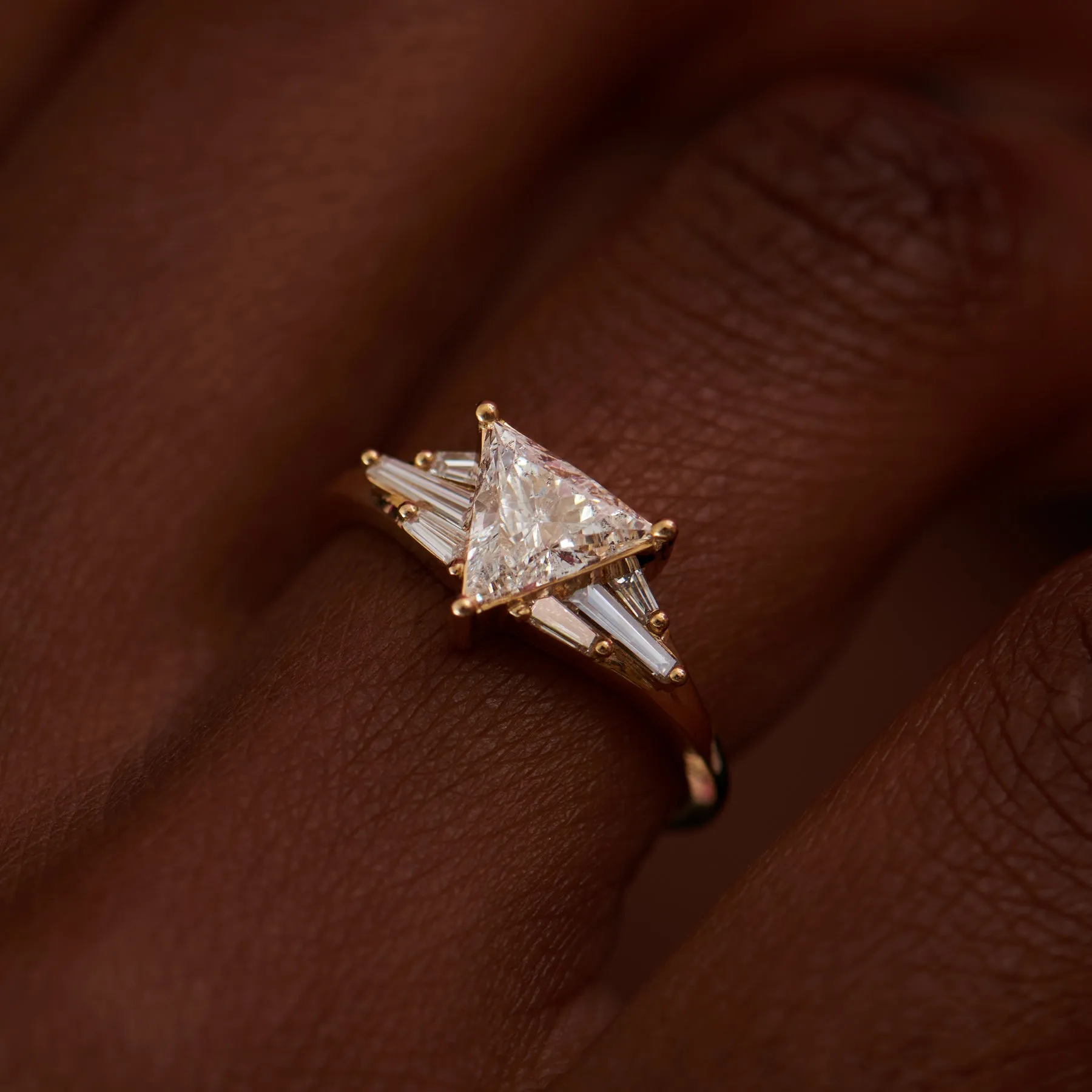 Vector Triangle & Tapered Baguette Diamond Engagement Ring