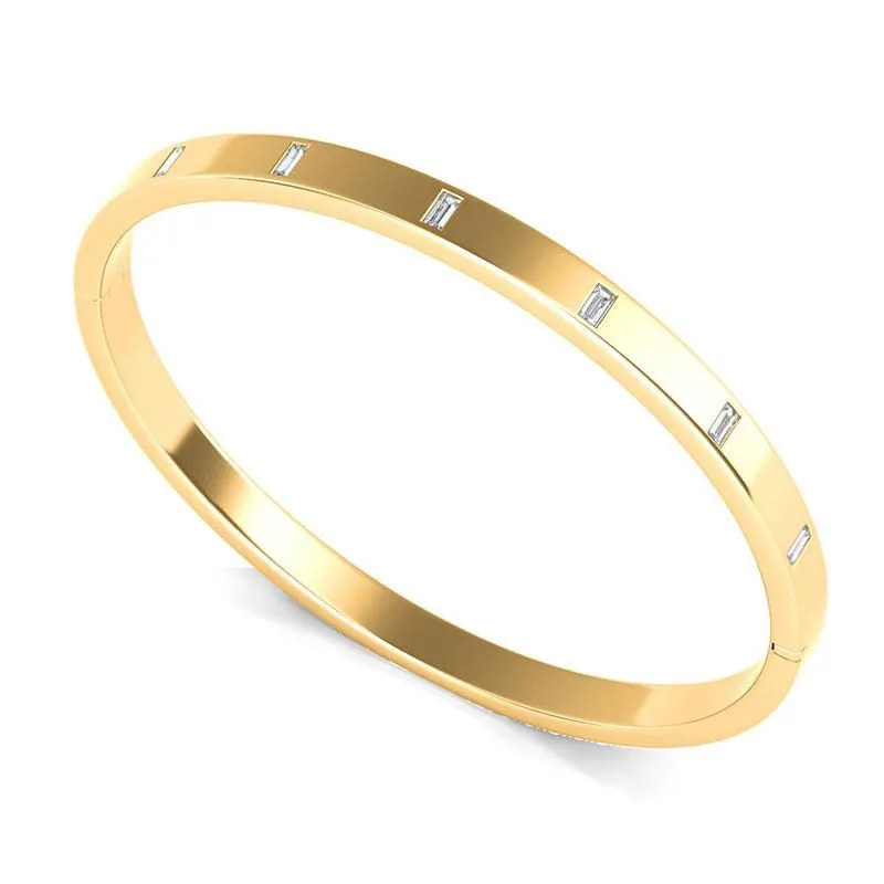 Vertical Baguette Diamond Distance Bangle