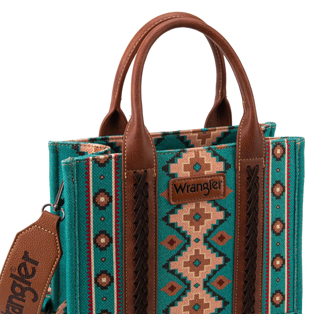 Wrangler Southwestern Small Canvas Crossbody Tote | Turquoise