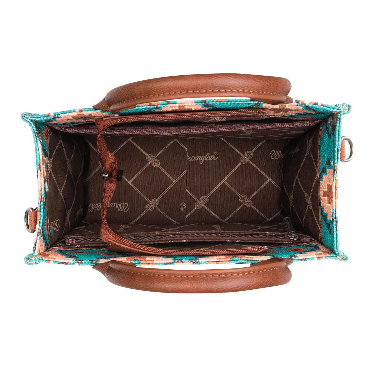 Wrangler Southwestern Small Canvas Crossbody Tote | Turquoise