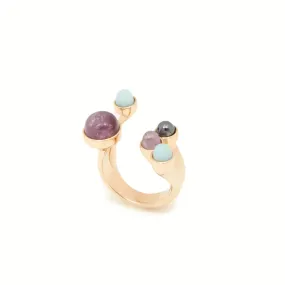 Zodiac Ring Aquarius 5, Hematite, Amethyst & Amazonite